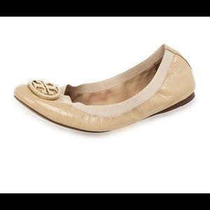 Tory Burch Nude Patent Caroline Ballet Flats